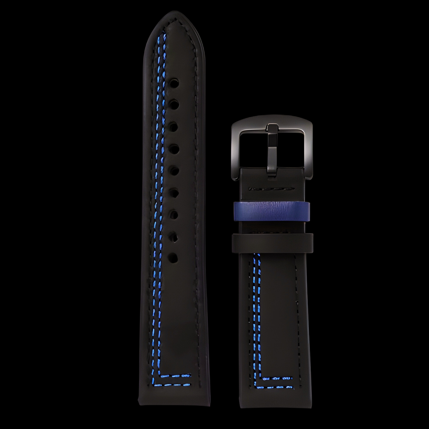 Bracelet en Cuir Noir & Bleu (Ajustable) - Rimowatch™
